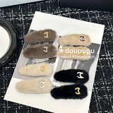 Chanel CC Logo Faux Fur Hair Clips