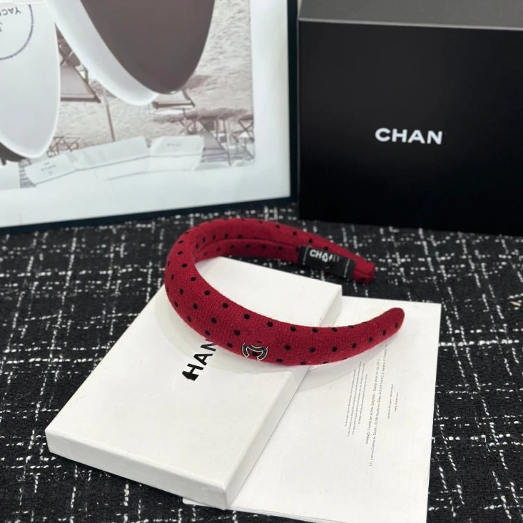 Chanel Uncategorized Padded Polka-Dot and Heart Print Headband — SKU-02-Full-Print Small Polka Dots