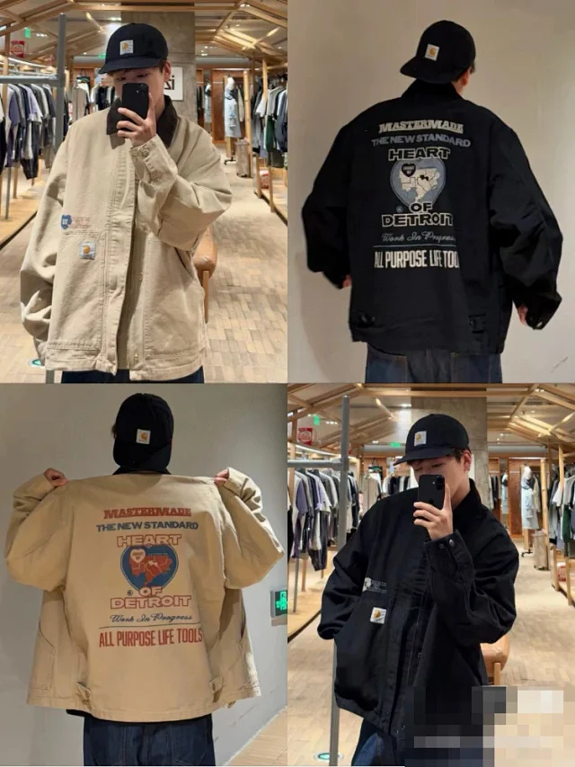 Carhartt Jackets Canvas work jacket with corduroy collar, zip front and back graphic product detail image 2