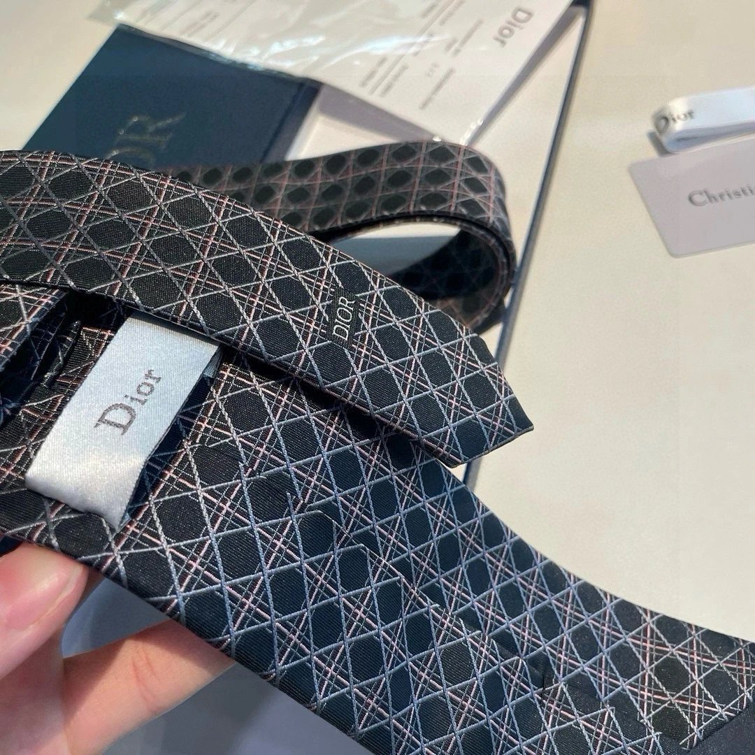 Dior Ties Geometric diamond-pattern jacquard tie image 5
