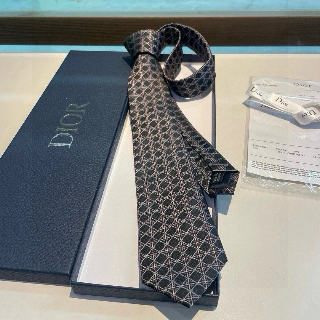 Dior Ties Geometric diamond-pattern jacquard tie image 6