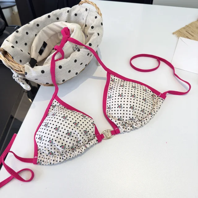 Valentino Swimwear Triangle Bikini Set with Tie-Side Bottoms product detail image 4