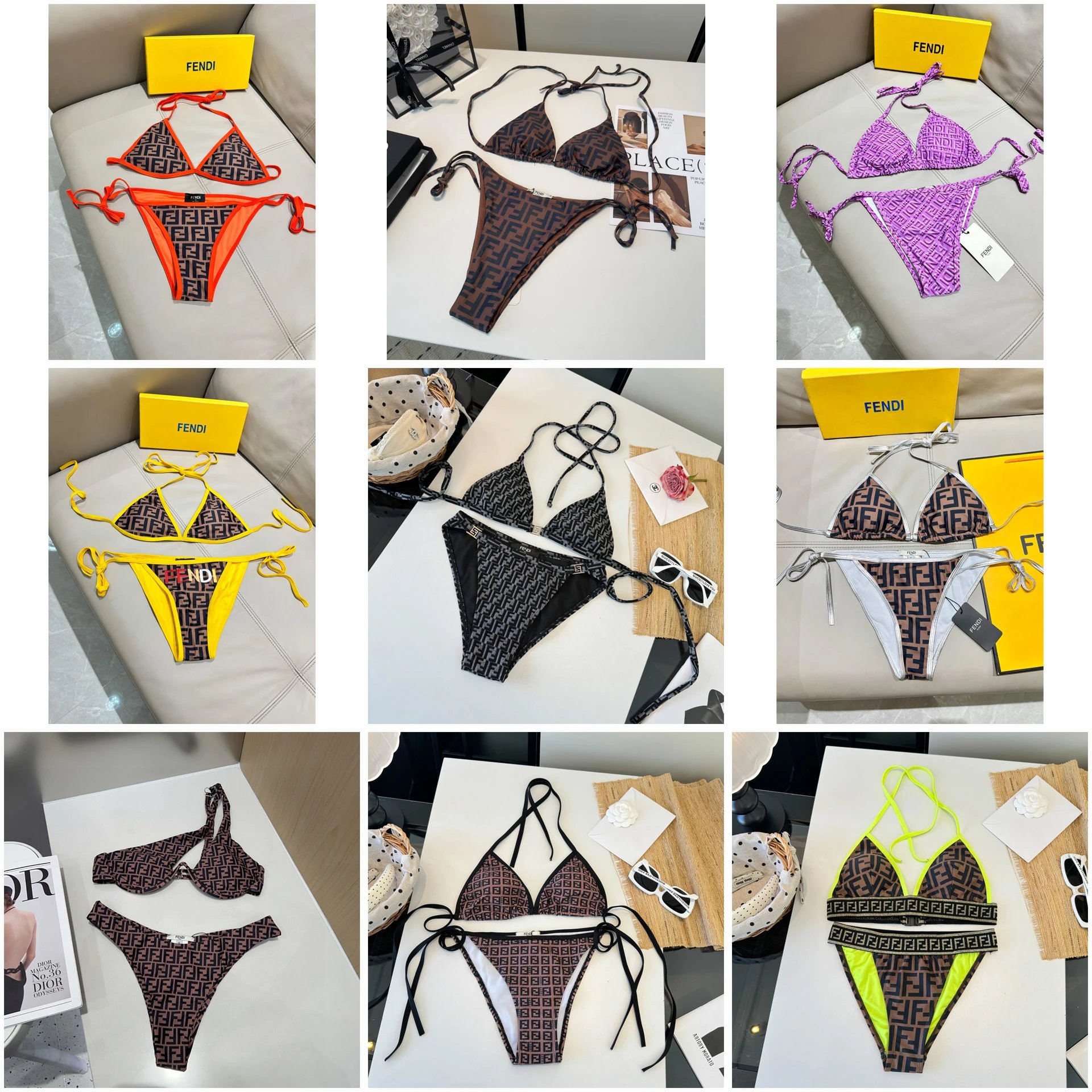 Fendi Swimwear FF logo-print triangle bikini image 1