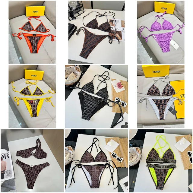 Fendi Swimwear FF logo-print triangle bikini product detail image 1