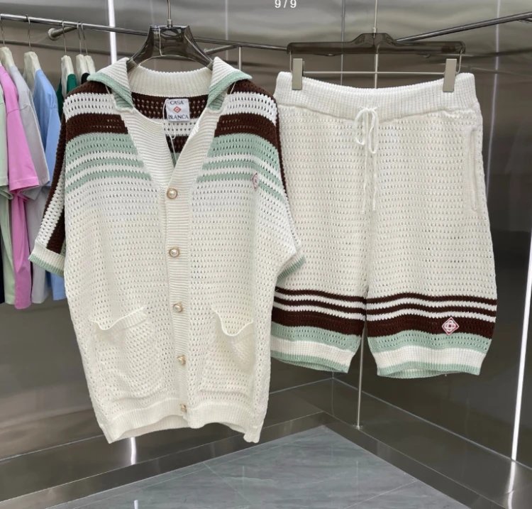 Casablanca Matching Sets Knitted short-sleeve polo or cardigan and shorts set image 3