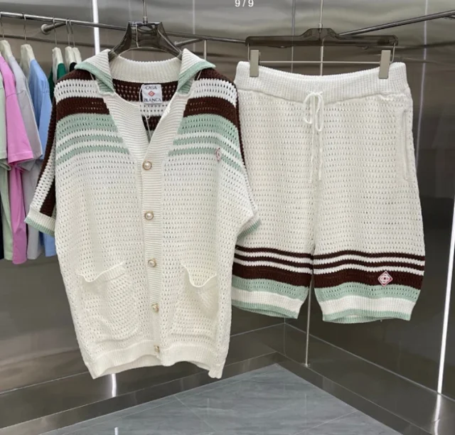 Casablanca Matching Sets Knitted short-sleeve polo or cardigan and shorts set product detail image 3
