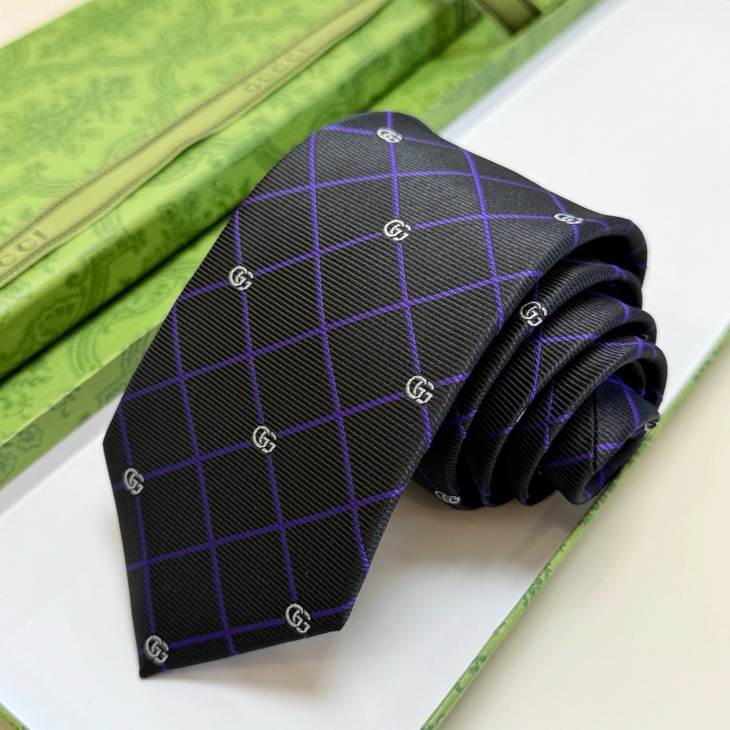 Gucci Ties GG Logo Check Pattern Tie — 05