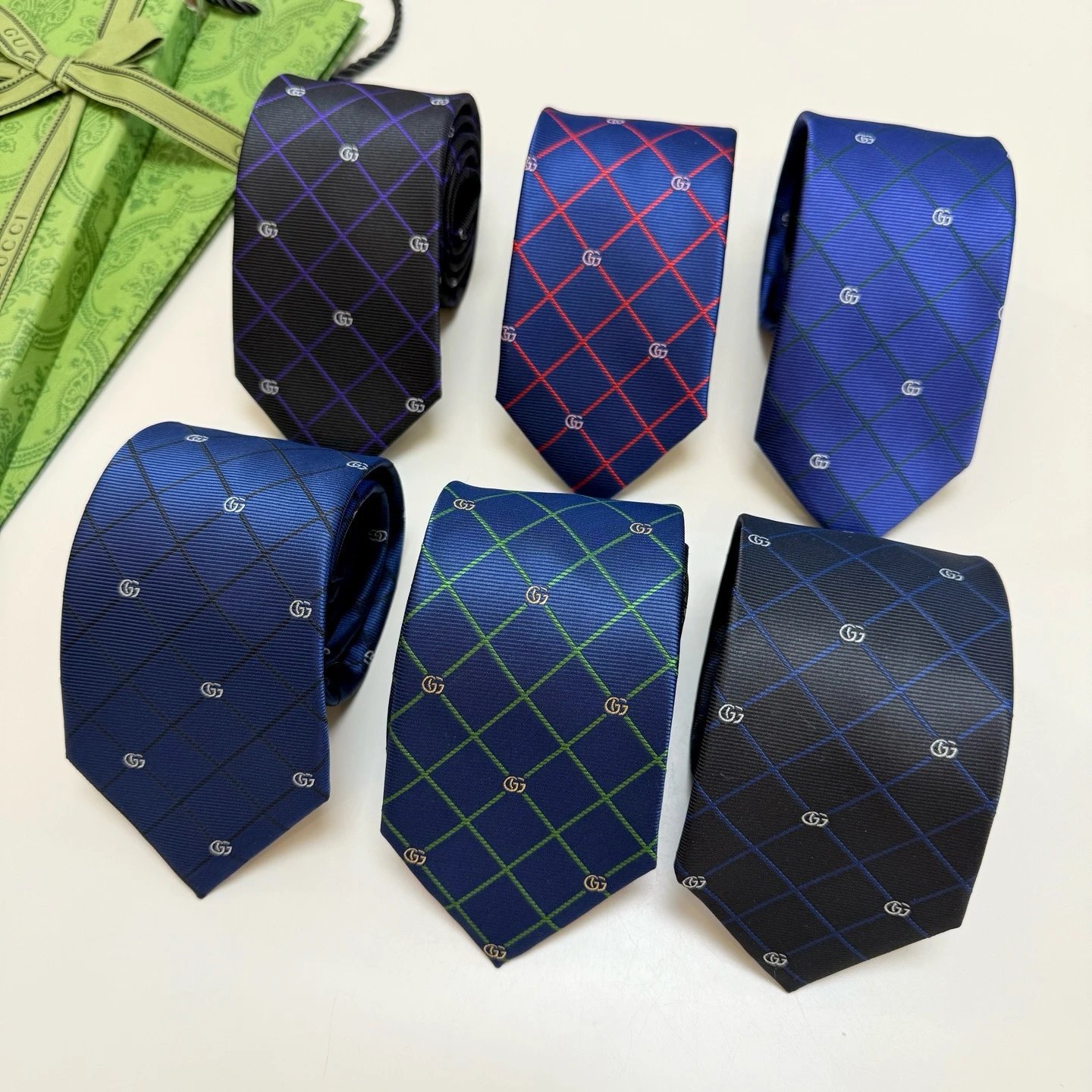 Gucci Ties GG Logo Check Pattern Tie image 1