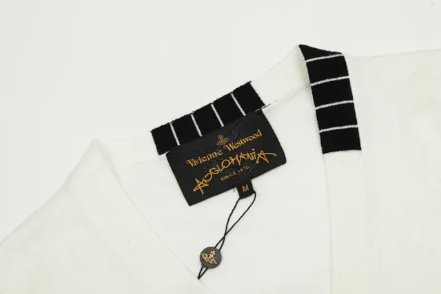 Vivienne Westwood Knitwear Striped-trim V-neck button cardigan product detail image 4
