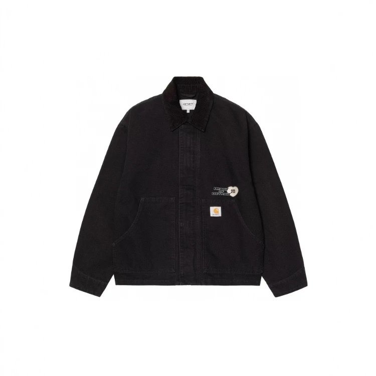 Carhartt Jackets Canvas work jacket with corduroy collar, zip front and back graphic image 4