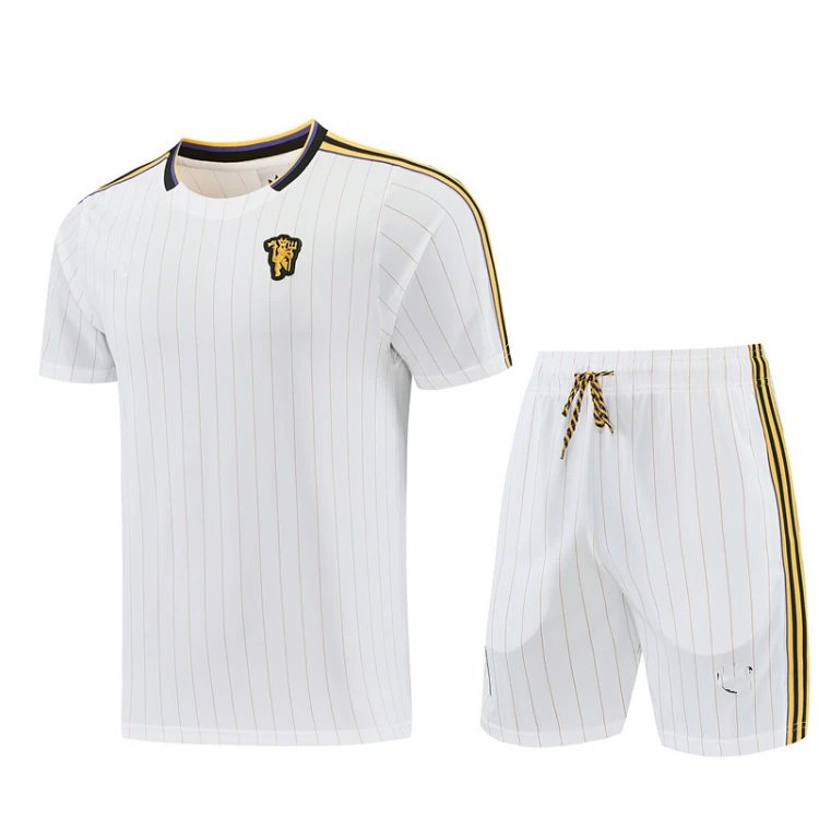 Unbranded Football Jerseys Short-Sleeve Jersey and Shorts Set — SKU-15-26 Manchester United White Short-Sleeve Set