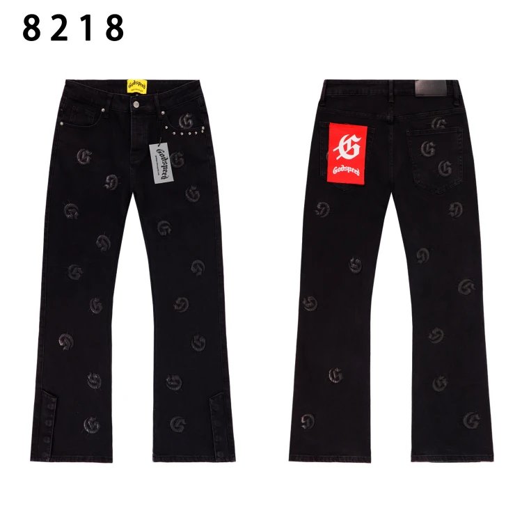 Godspeed Shorts Embroidered logo patchwork distressed denim — SKU-05-OAS8218 Black
