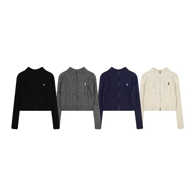 Polo Ralph Lauren Knitwear Cropped cable-knit full-zip mock-neck cardigan product detail image 1