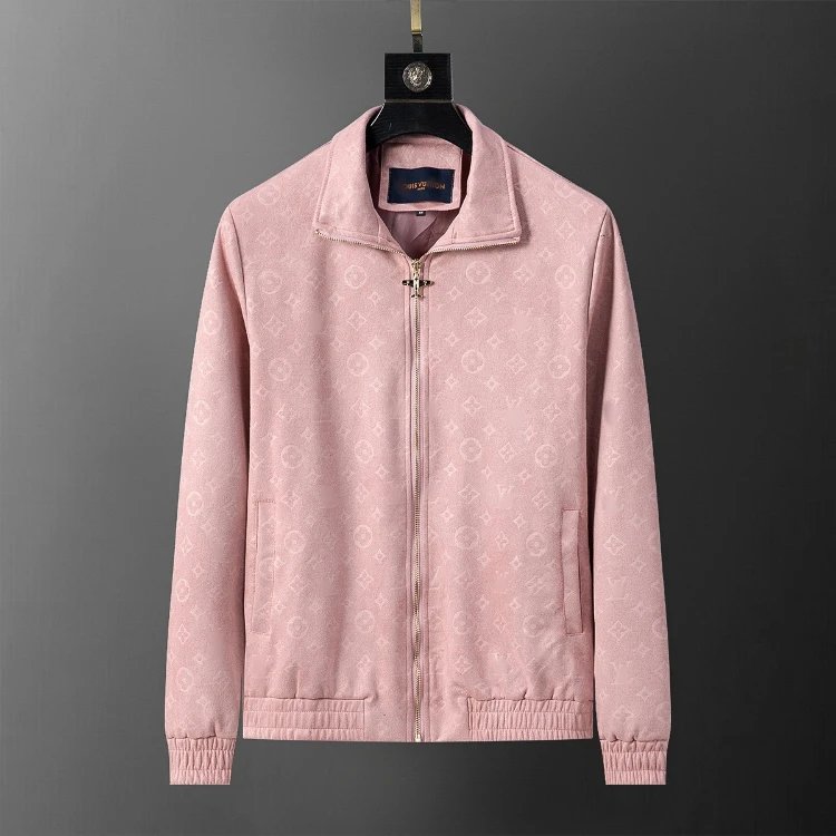 Dolce & Gabbana Jackets Monogram Zip-Front Jacket — SKU-22-Pink 56042 (Leather Suede)
