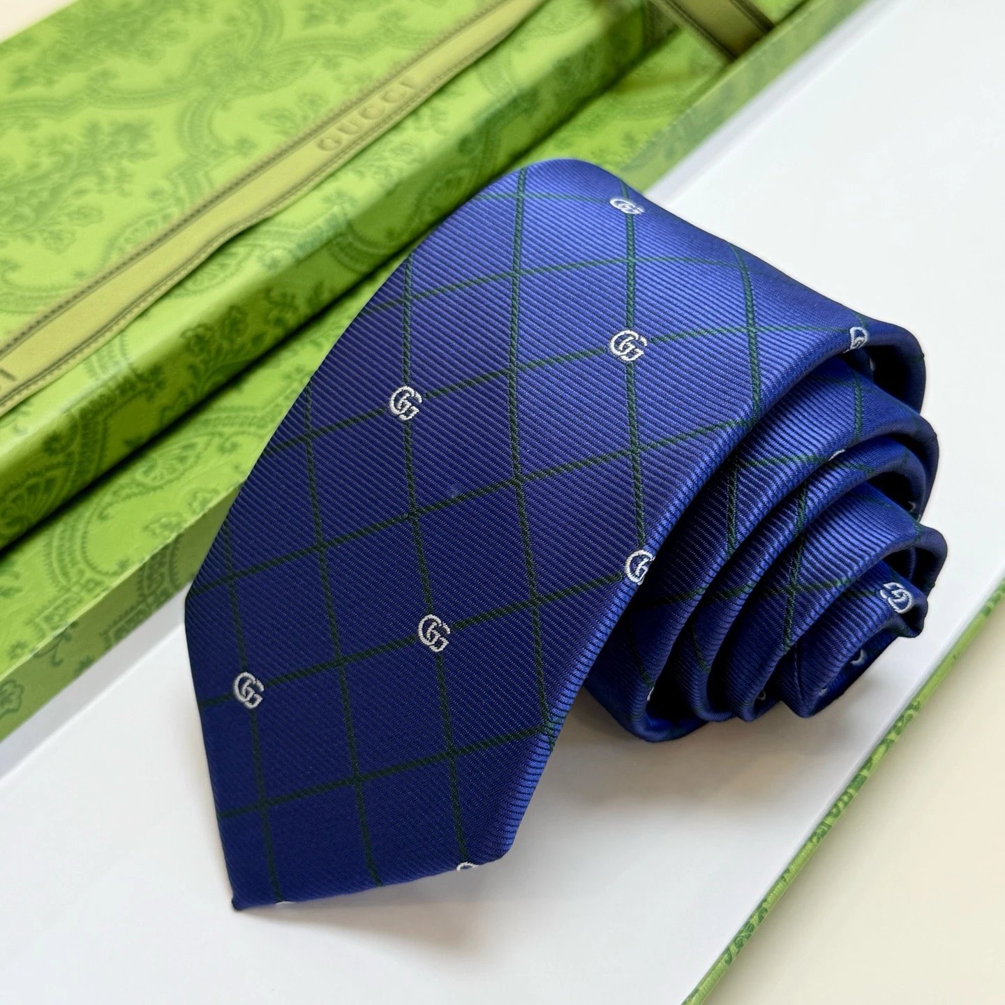 Gucci Ties GG Logo Check Pattern Tie — 06