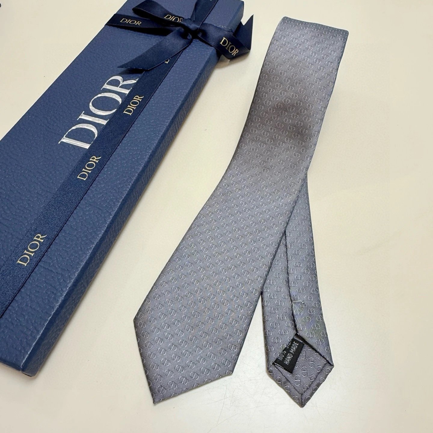 Dior Ties 6552 Jacquard Logo Necktie — gray
