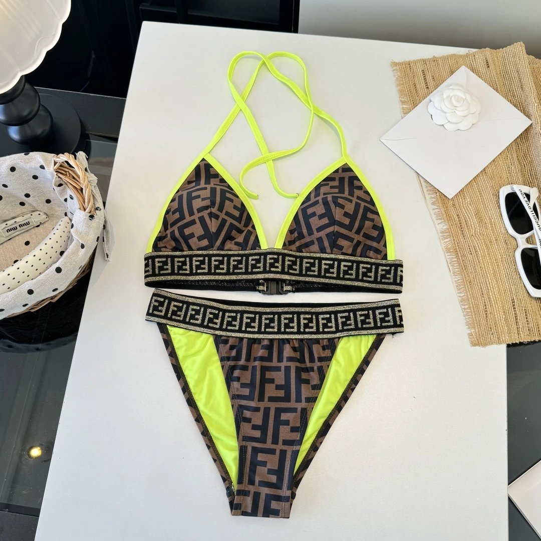 Fendi Swimwear FF logo-print triangle bikini — 1
