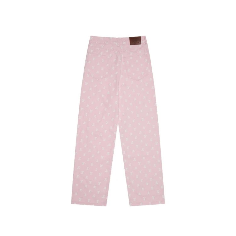 Rest & Recreation Jeans Style 805 straight-leg all-over logo print — Pink