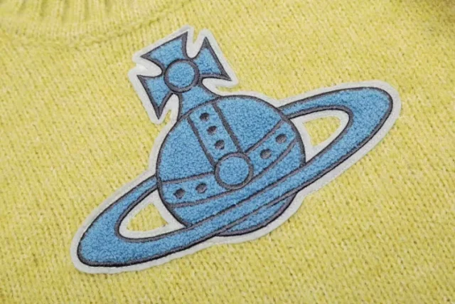 Vivienne Westwood Knitwear 6395 Orb embroidered striped-sleeve crewneck sweater product detail image 4