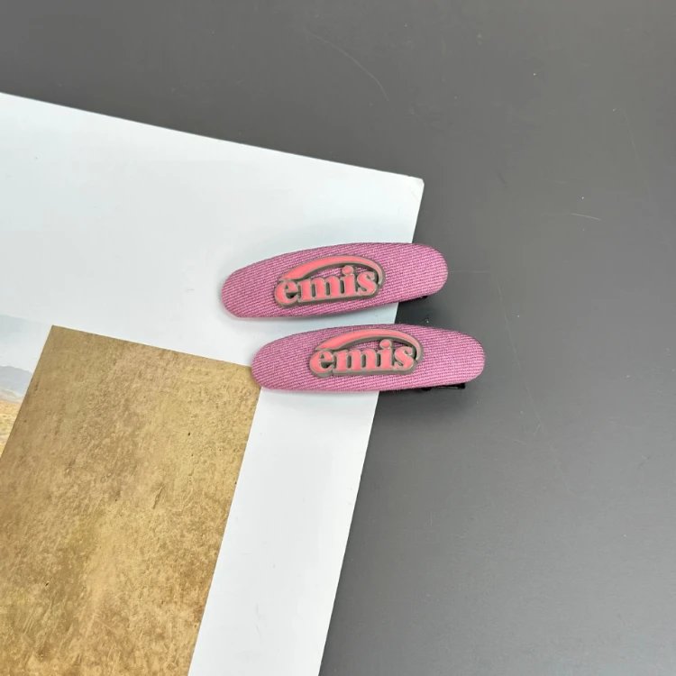 emis Uncategorized Logo Snap Hair Clips and Mini Claw — SKU-03-Pink double-breasted coat
