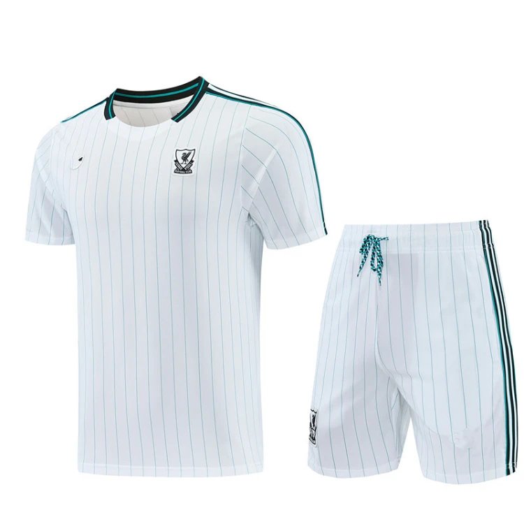 Unbranded Football Jerseys Short-Sleeve Jersey and Shorts Set — SKU-18-26 Liverpool White Short-Sleeve Set