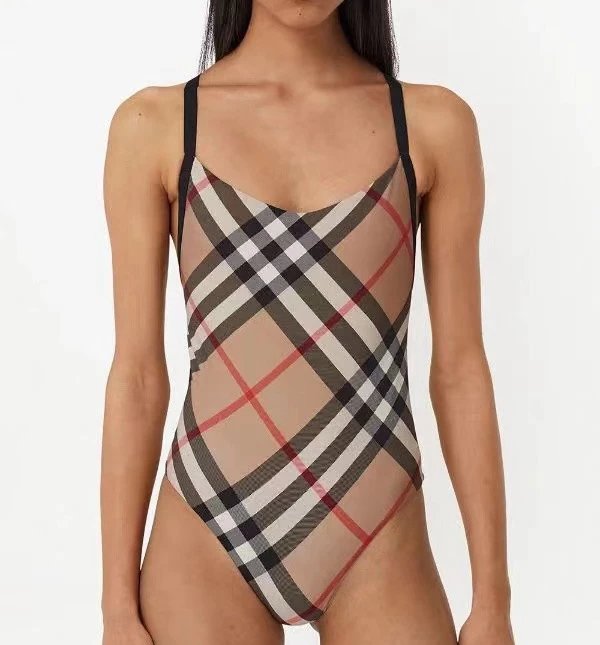 Burberry Swimwear Plaid-Trim Triangle Bikini Set image 11