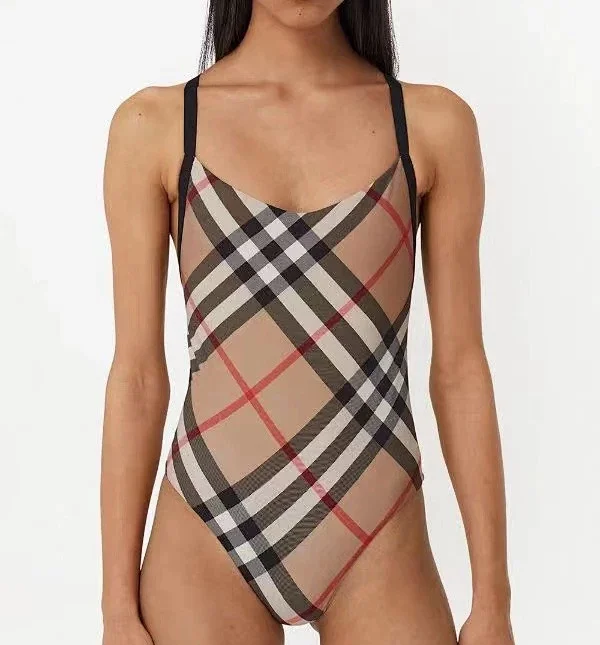 Burberry Swimwear Plaid-Trim Triangle Bikini Set product detail image 11