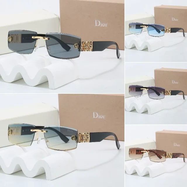 Dior Eyewear 6161 rectangular rimless sunglasses with temple lettering product detail image 1