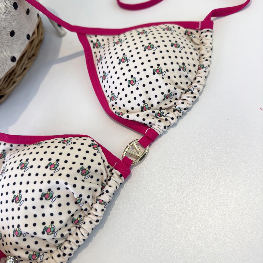 Valentino Swimwear Triangle Bikini Set with Tie-Side Bottoms image 5