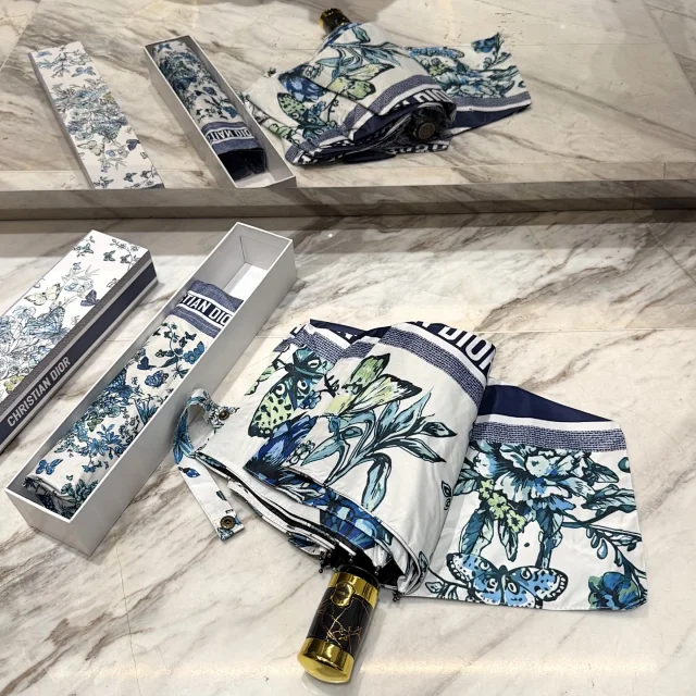 Dior Uncategorized 6503 Folding Umbrella with Floral and Butterfly Print product detail image 2
