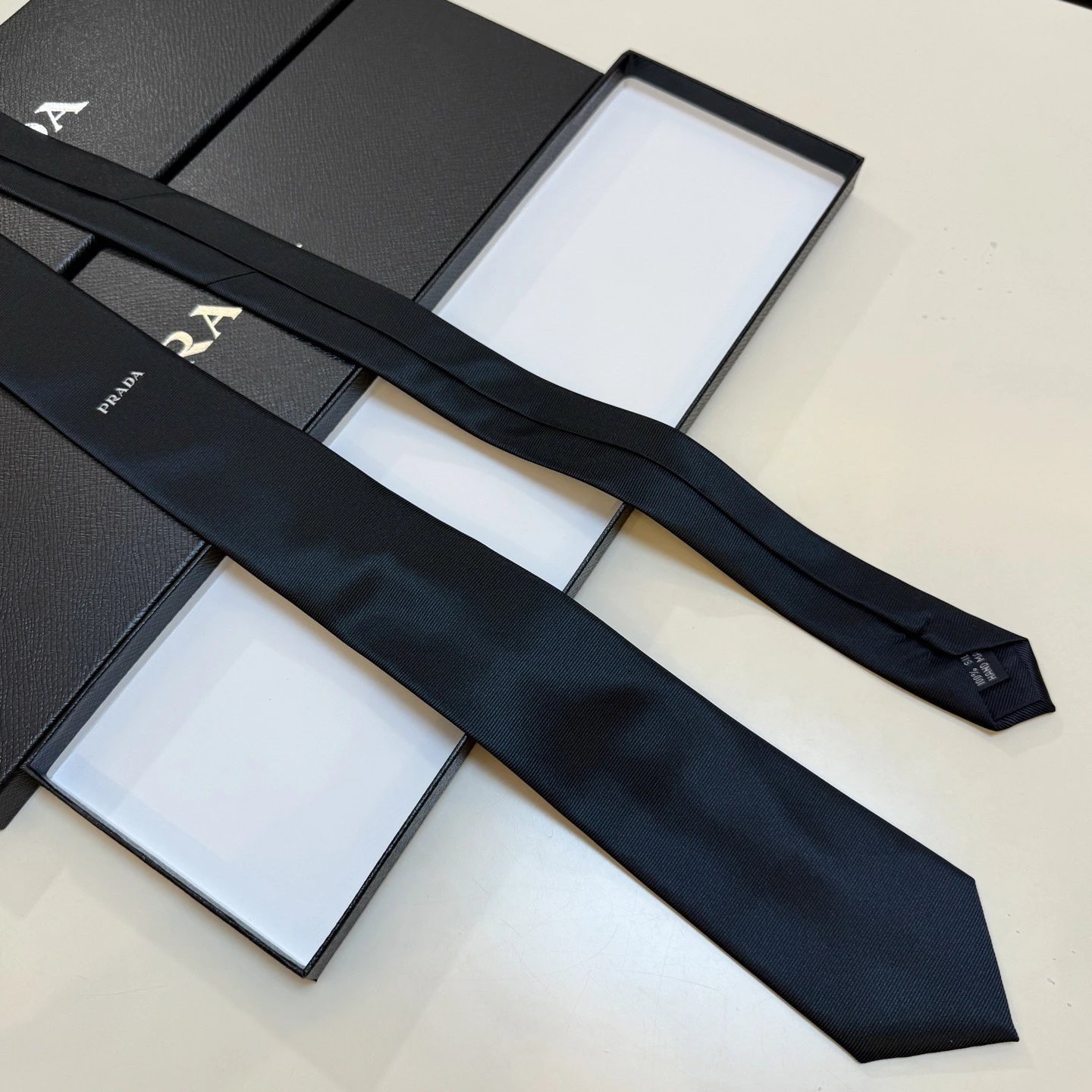 Prada Ties Logo-Embroidered Ribbed Silk Tie image 4