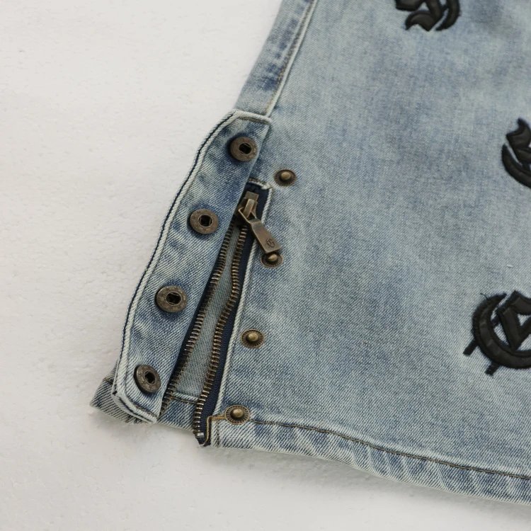 Godspeed Shorts Embroidered logo patchwork distressed denim image 8
