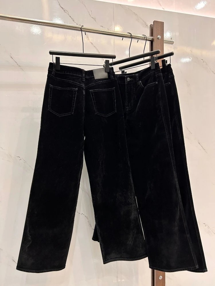 Velvet Wide-Leg Trousers