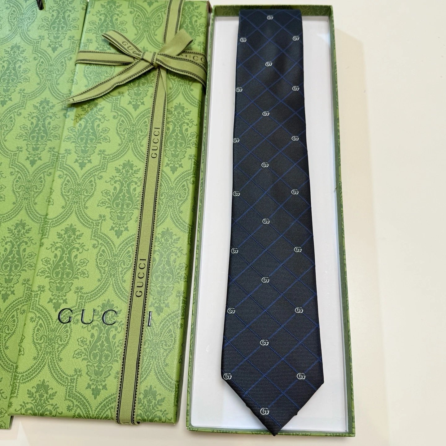 Gucci Ties GG Logo Check Pattern Tie image 3