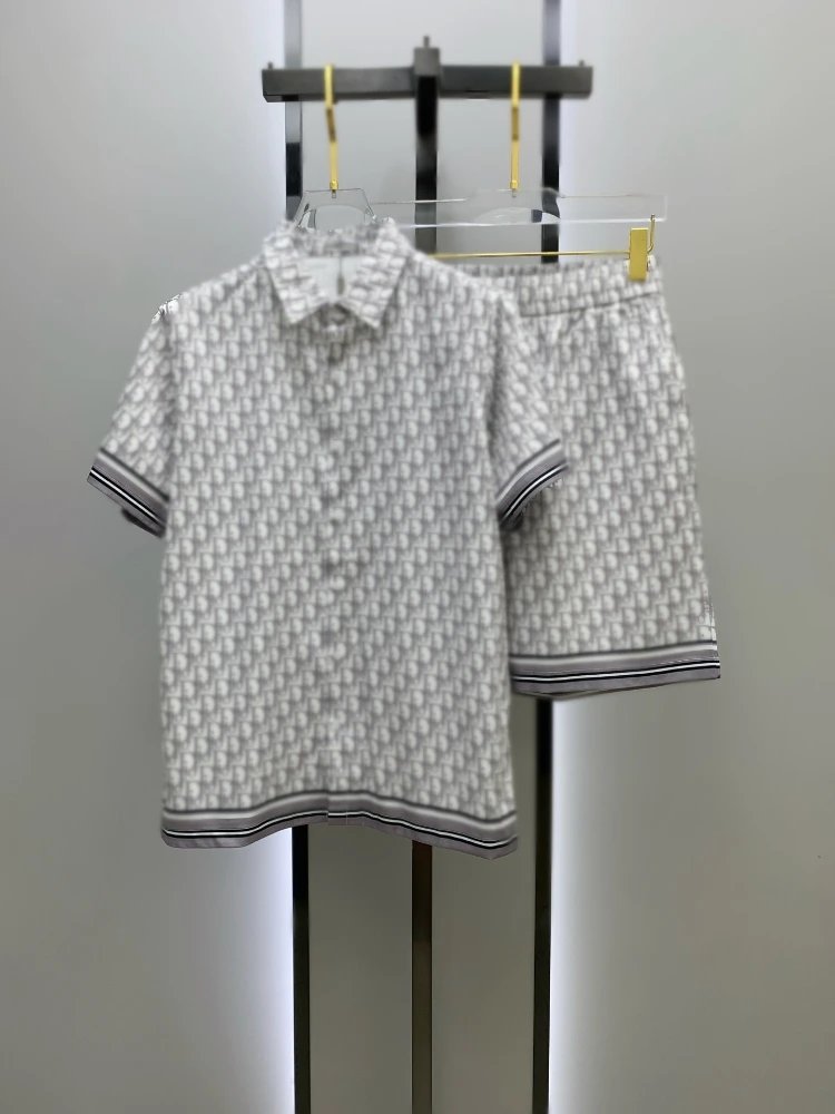 Louis Vuitton Matching Sets Monogram short-sleeve shirt and shorts set — SKU-06-012 Gray