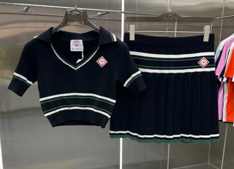 Casablanca Matching Sets Knitted short-sleeve polo or cardigan and shorts set image 2