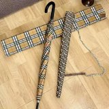 Burberry Vintage Check & Monogram Print Umbrella with Chain Strap Case
