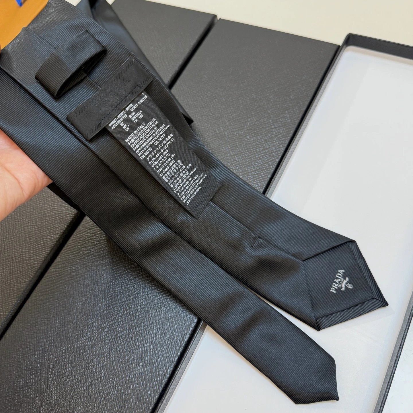 Prada Ties Logo-Embroidered Ribbed Silk Tie image 6