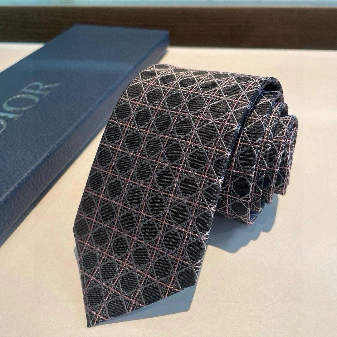 Dior Ties Geometric diamond-pattern jacquard tie — 01