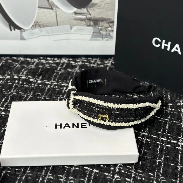 Chanel Uncategorized Tweed and pearl-trim wide headband image 6