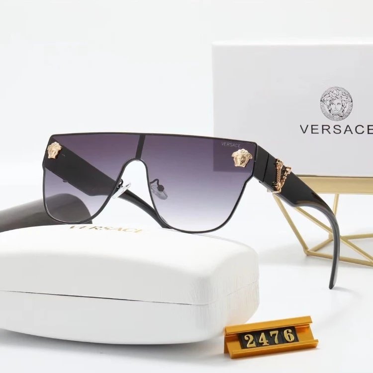Versace Oversized shield sunglasses with Medusa head accents — 2