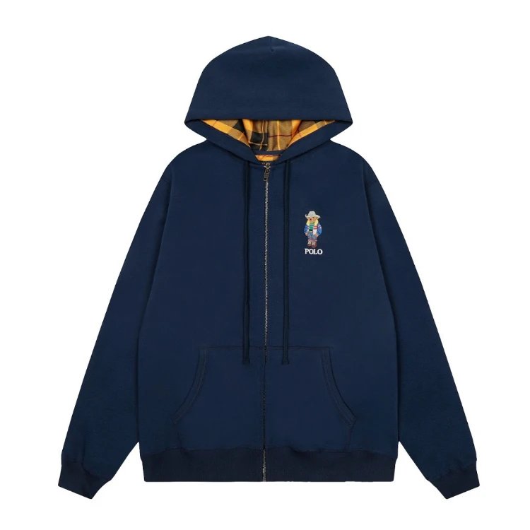 Polo Ralph Lauren Hoodies & Sweatshirts Bear Embroidered Full-Zip Hoodie — Navy Blue