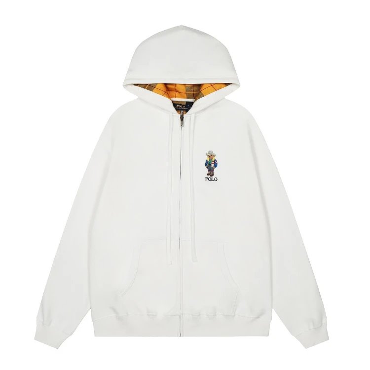 Polo Ralph Lauren Hoodies & Sweatshirts Bear Embroidered Full-Zip Hoodie — white