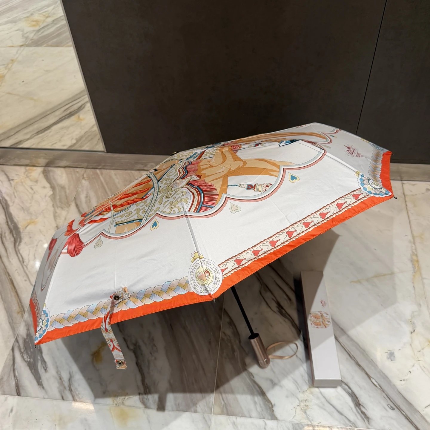 Hermès Uncategorized Equestrian Horse Print Folding Umbrella image 6
