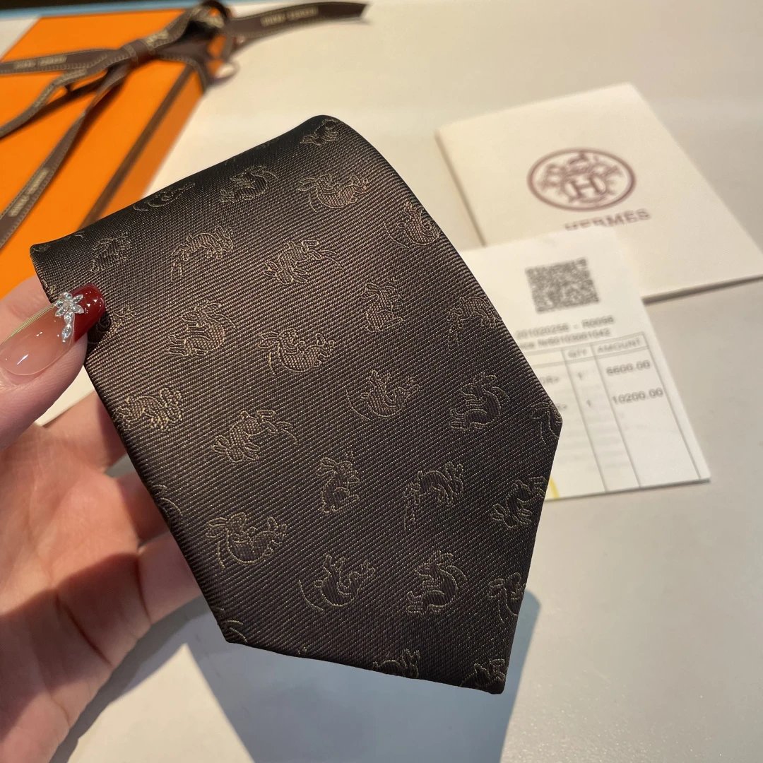 Hermès Ties 6576 Rabbit Motif Jacquard Silk Tie — 05