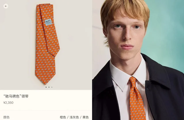 Hermès Ties Horse-head motif silk tie product detail image 2