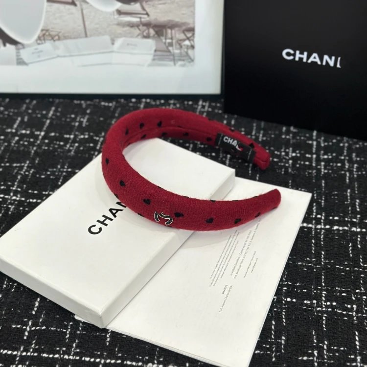 Chanel Uncategorized Padded Polka-Dot and Heart Print Headband — SKU-01-All-over Heart Print
