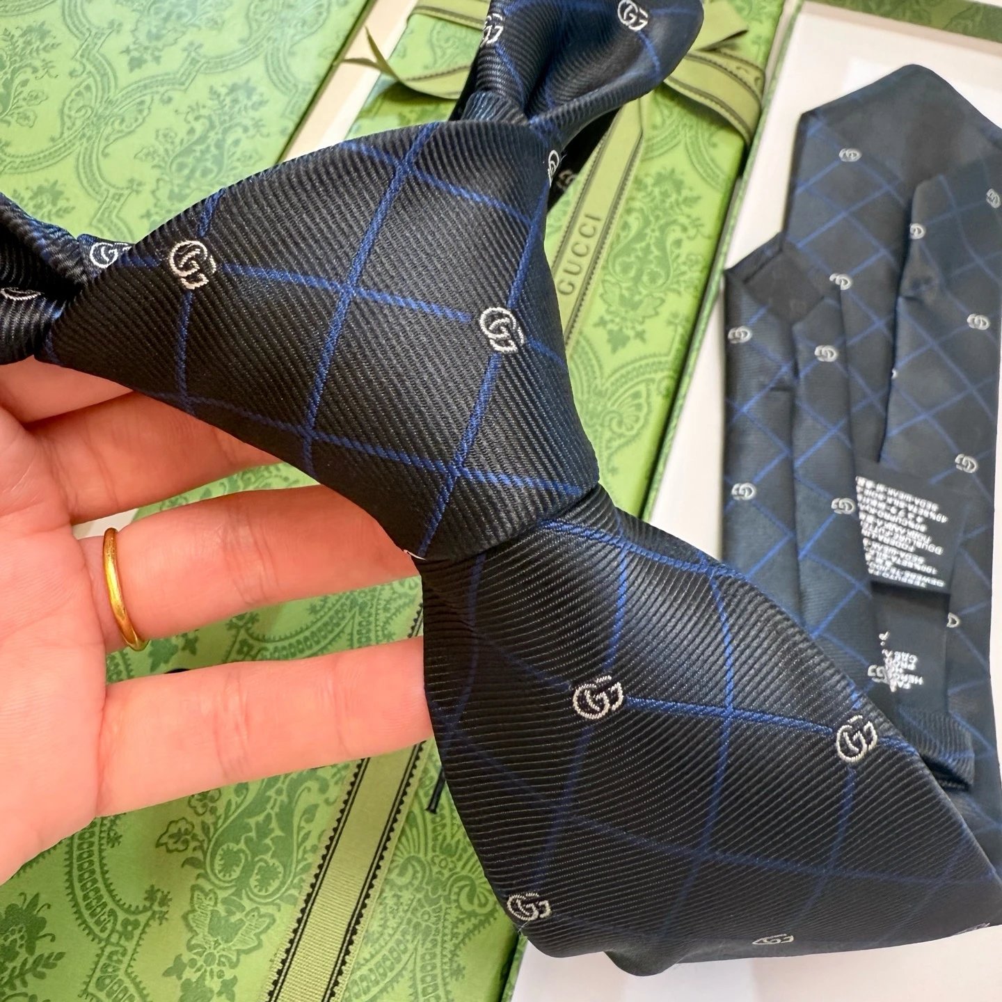 Gucci Ties GG Logo Check Pattern Tie image 7