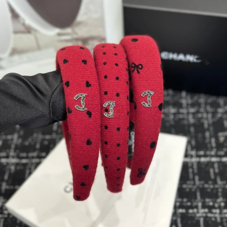 Chanel Uncategorized Padded Polka-Dot and Heart Print Headband image 2