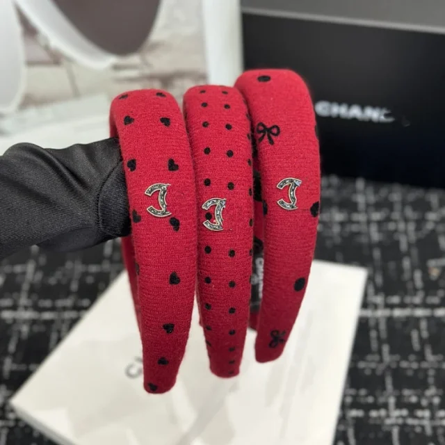 Chanel Uncategorized Padded Polka-Dot and Heart Print Headband product detail image 2